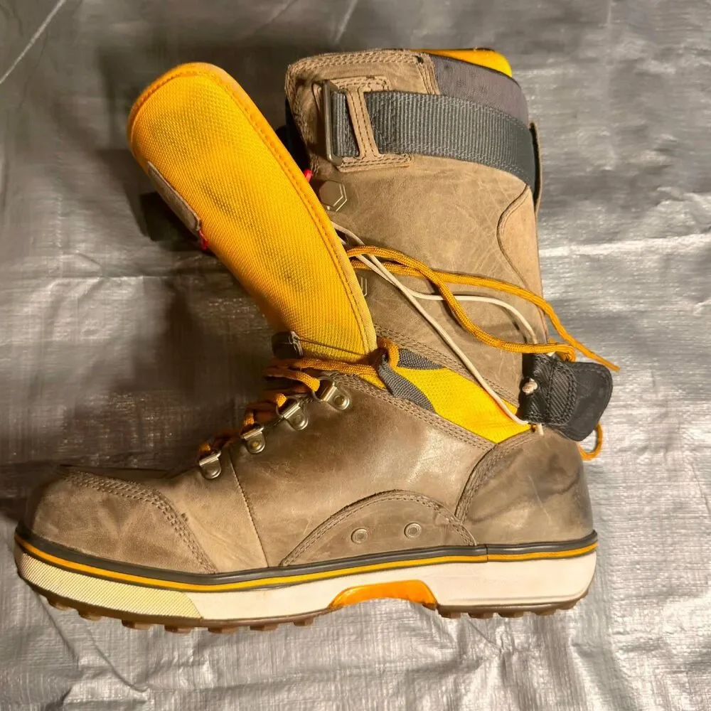 Vans Infuse Snowboard Boots Mens Size 11 Brown Yellow Hybrid BOA Leather RECCO